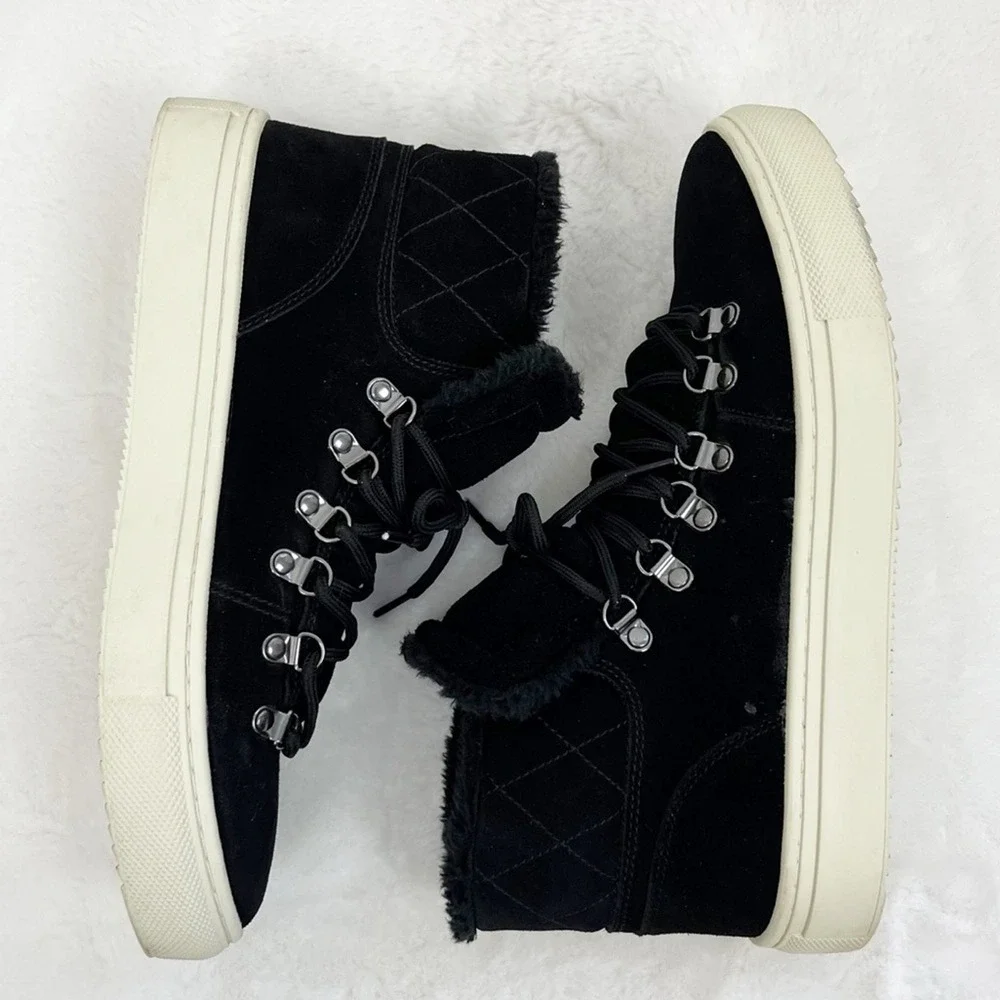 Marc Fisher High Top Shoe Suede Leather Black Women's 11